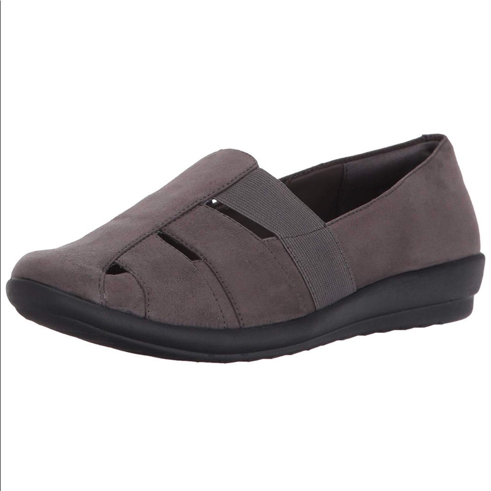 Smoke Gray Fabric Slip On Fisherman Loafer Flat - Picture 3 of 3